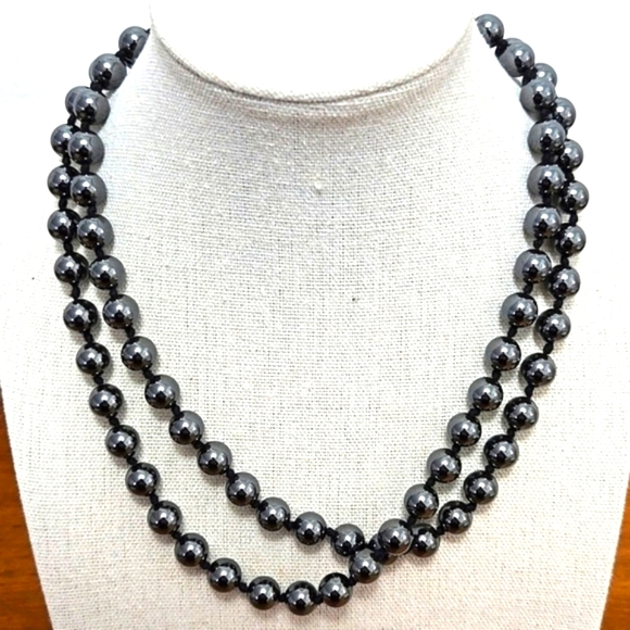 Source Unknown Jewelry - Hematite Hand Knotted Necklace
